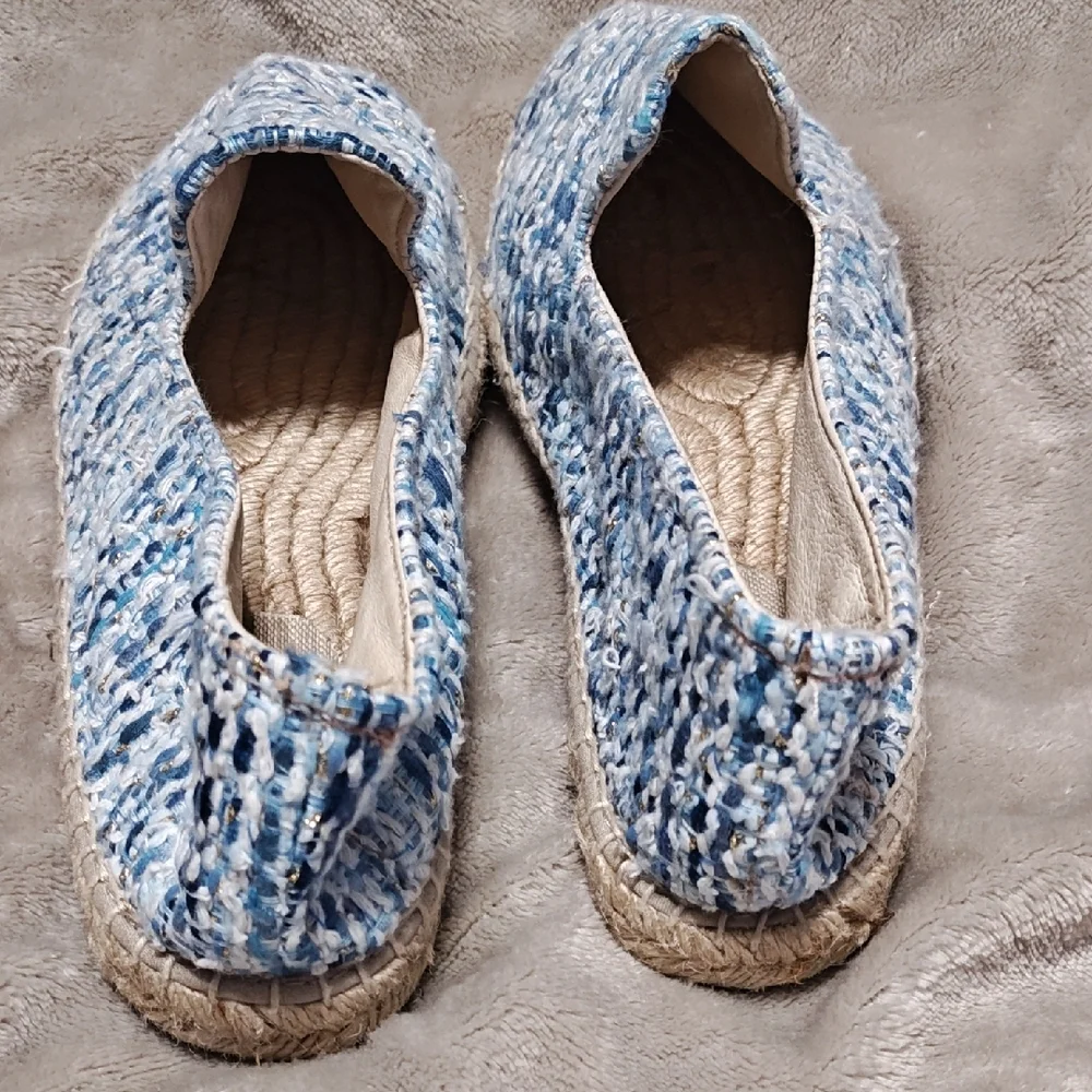 Manebi Tweed Blue Espadrille Women Shoes size 39/8